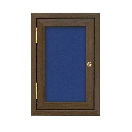 United Visual Products Single Door Enclosed Radius EZ Tack Board, 18"x24", Header, Gold/Marble UV7010EZ-MARBLE-GOLD
